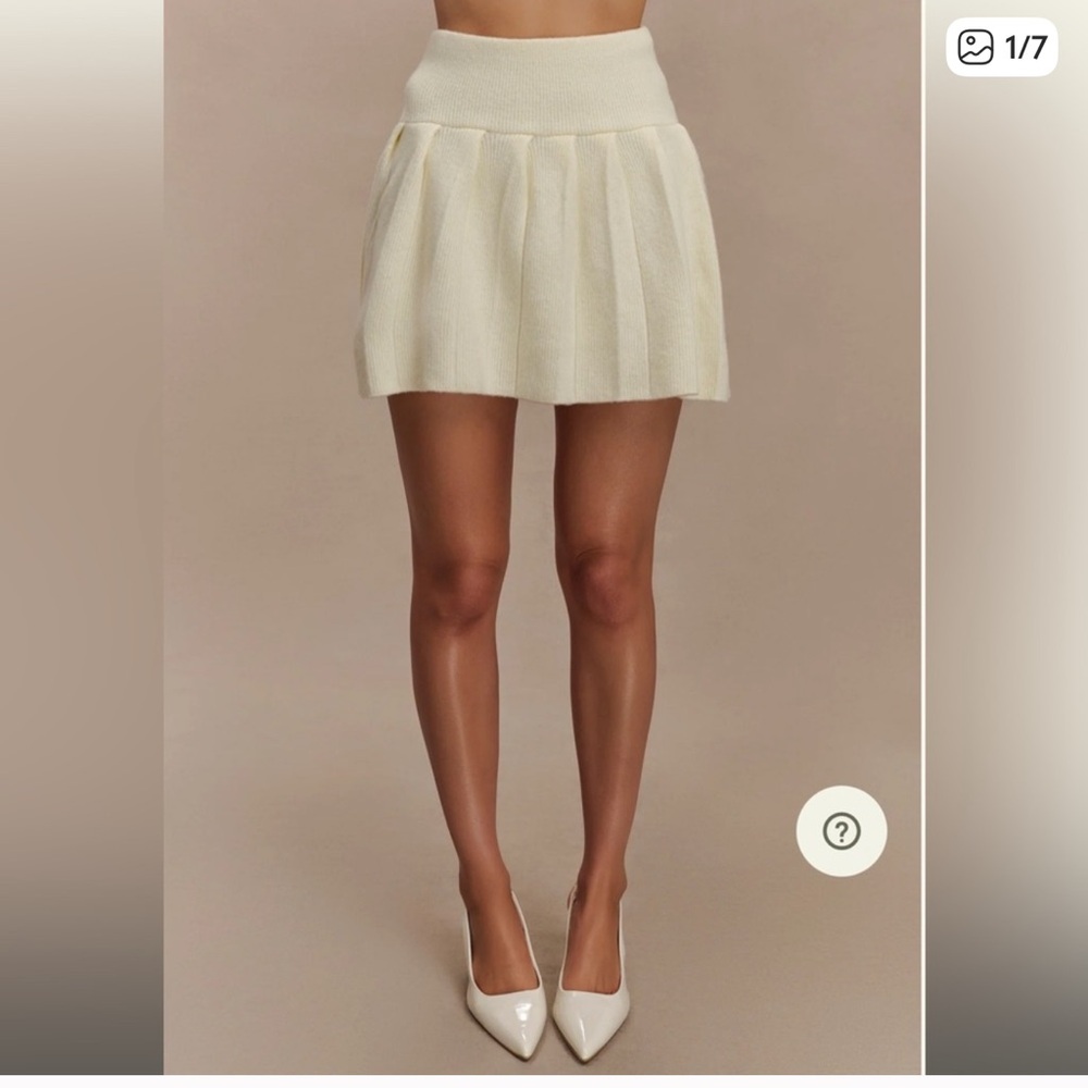 Meshki ivory knit mini skirt